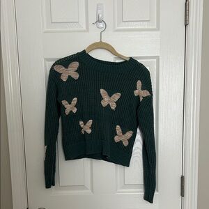 Charming Teal Butterfly Knit Sweater for Kids